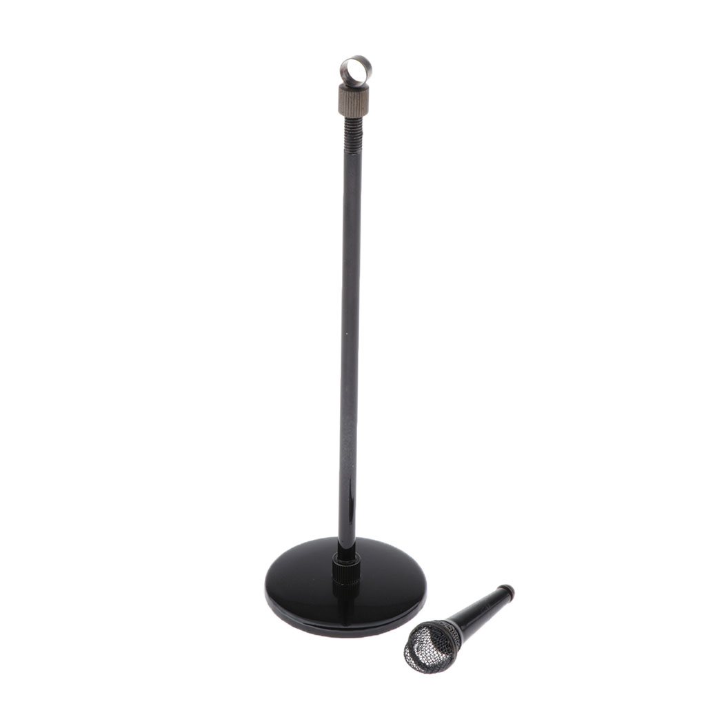 Action Figure Stand - Miniatur-Mikrofonmodell, Metallständer, verstellbar, Puppenhaus, 1:12, Zubehör